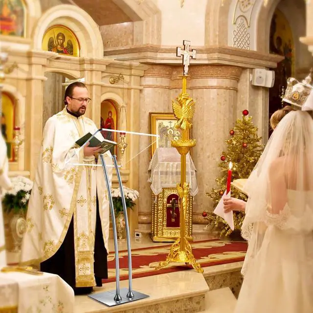 Alt view image 7 of 7 - Acrylic Podium Lectern with Iron Stable Bottom, Pulpits for Churches with 10MM Thickened Acrylic Countertop, Multi Function Pulpit for Modern Classroom Music Concert Wedding Conference Event