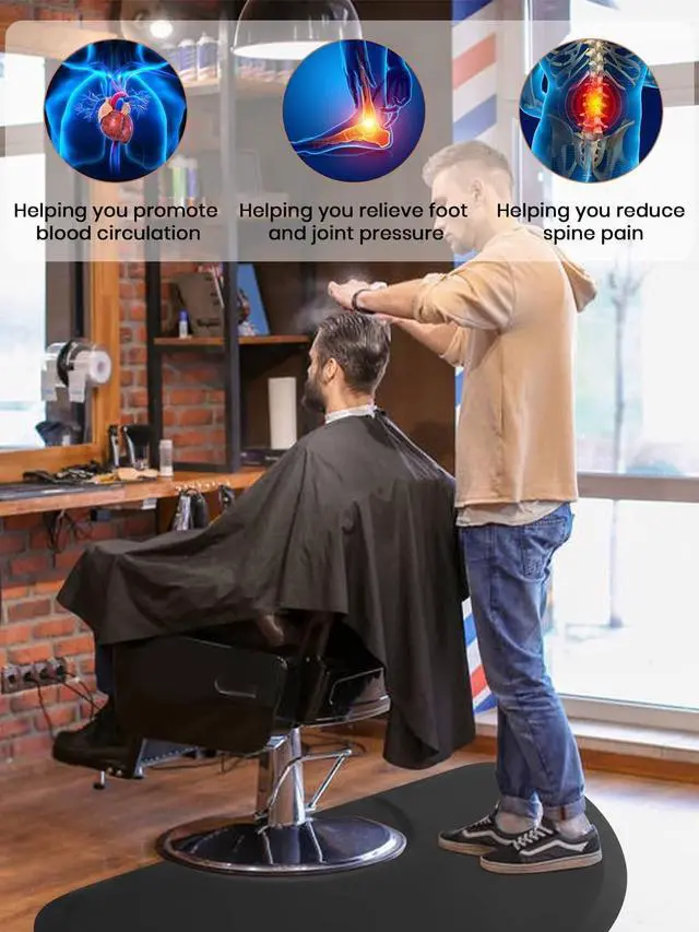 Alt view image 3 of 7 - 3ft. x 5ft. Salon Floor Mat, Anti Fatigue Barber Shop Chair Mat for Circle Chair Base Hair Stylist Beauty Floor Mats Thick Half Round Office Comfort Floor Mat for Salon & Barber
