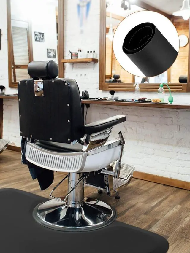 Alt view image 5 of 7 - 3ft. x 5ft. Salon Floor Mat, Anti Fatigue Barber Shop Chair Mat for Circle Chair Base Hair Stylist Beauty Floor Mats Thick Half Round Office Comfort Floor Mat for Salon & Barber