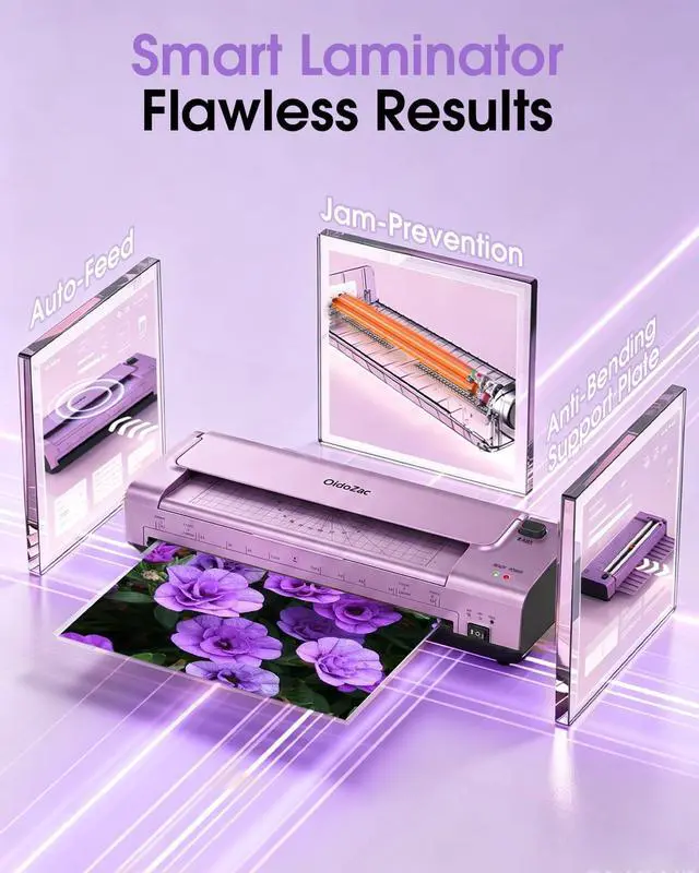 Alt view image 2 of 7 - Laminator Machine 13 Inch, Mica Heating Dual Roller for Professional Lamination, 11x17 Personal Laminator with Laminating Pouches for Teachers, Hot & Cold Thermal Laminate for Home, Office