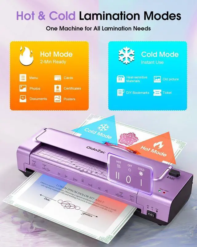 Alt view image 5 of 7 - Laminator Machine 13 Inch, Mica Heating Dual Roller for Professional Lamination, 11x17 Personal Laminator with Laminating Pouches for Teachers, Hot & Cold Thermal Laminate for Home, Office