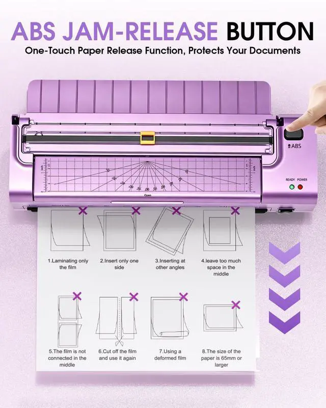 Alt view image 7 of 7 - Laminator Machine 13 Inch, Mica Heating Dual Roller for Professional Lamination, 11x17 Personal Laminator with Laminating Pouches for Teachers, Hot & Cold Thermal Laminate for Home, Office