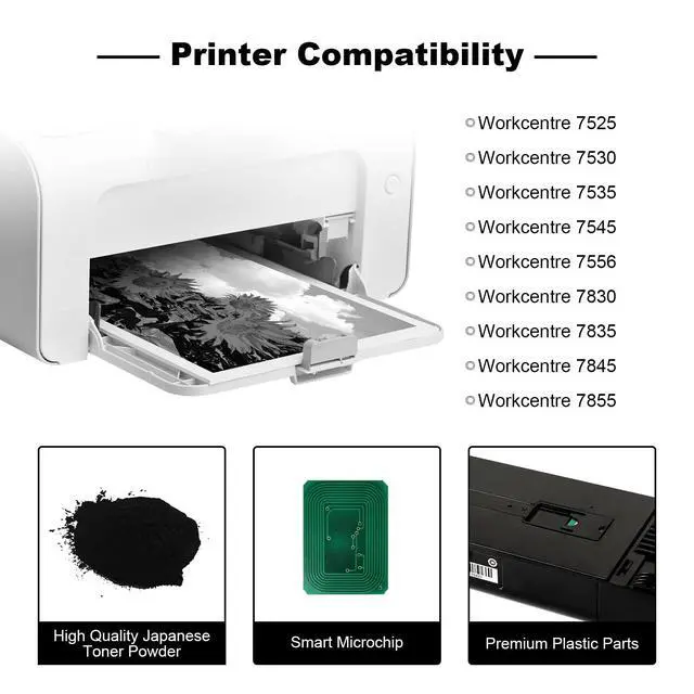 Alt view image 2 of 7 - Remanufactured Toner Cartridge for Xerox Workcentre 7525/7530/7535/7545/7556/7830/7835/7845/7855 Compatible with 006R01513 Black Toner 26000 Pages-1 Pack