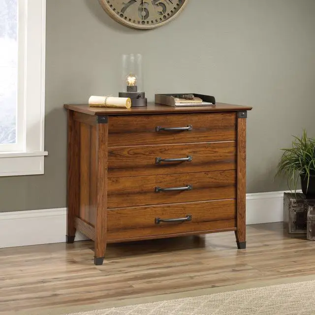 Alt view image 2 of 7 - Carson Forge 2 Drawer Lateral File Cabinet, Rustic Vintage Style Filing Drawers, in Washington Cherry