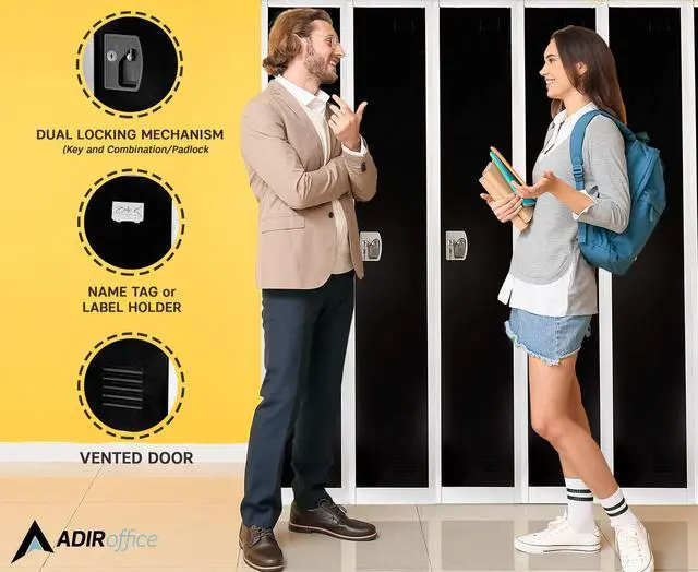 Alt view image 4 of 7 - Large Steel Metal Storage School Locker - Single Tier Free Standing Storage Compartment - Secure Colorful Spacious Organizer Perfect for Academic and Commercial Use (Black)