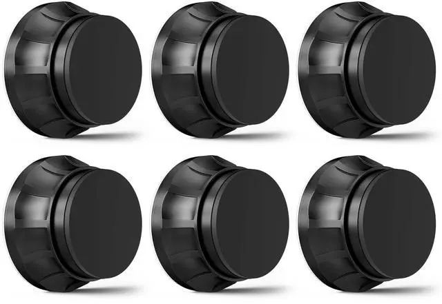 Main image of 6PCS Modern Black Door Stoppers for Wall, 1.65 Inch, Aluminum | No Drill Adhesive or Screw Mount, Textured Aluminum Door Knob Wall Protector for Home & Office
