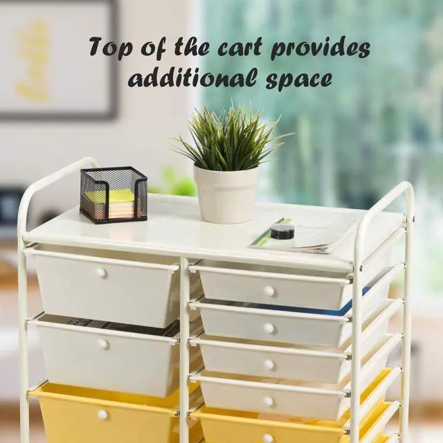 Alt view image 7 of 7 - 15 Drawers Rolling Storage Cart, Multipurpose Mobile Rolling Drawers Craft Organization w/Drawers & Wheels, Utility Storage Organizer Carts for Scrapbook Paper Supply Kids School Office Home