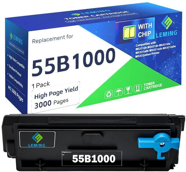 Main image of 55B1000 Toner Cartridges (with Chip) Replacement for Lexmark 55B1000 Black Toner Cartridge for Lexmark MS331dn MS431dn MS431dw MX331adn MX431adw MX431adn MX432adwe MS331 MS431 MX331 MX431 Printer