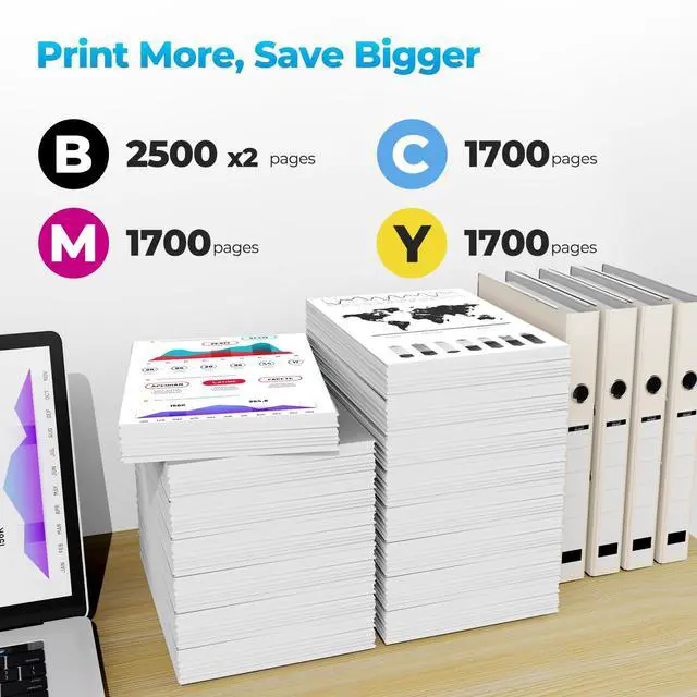 Alt view image 3 of 7 - 950XL 951XL Ink Cartridges OfficeJet Pro 8600 8610 8620 8630 Compatible for HP 950XL 951XL Ink Cartridges Combo Pack Compatible for OfficeJet Pro 8600 8610 Printer (2-Black 1-Cyan 1-Magenta 1-Yellow)