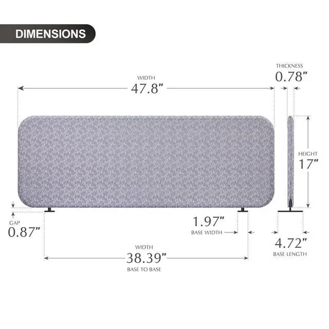 Alt view image 6 of 6 - Desk Divider, Portable Tabletop Screen Partition 48"x18" Dandelion | Decorative Fabric. For Office, Work from Home, Dining, Shared Workspace, Restaurant. No Drill