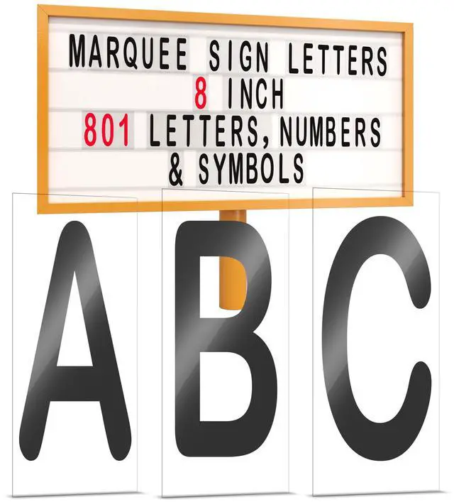 Main image of Marquee Letters, Sign Letters, Outdoor, 8 Character on 9 Panel, 301PC | Letter Sign Plastic, Plexiglass Changeable, for Board, Readerboard, Billboard, Church, w/Numbers, Arial Rounded MT
