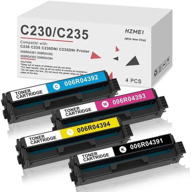 Main image of Extra High Yield C230 C235 Toner Cartridge 006R04391 006R04392 006R04393 006R04394 Toner Compatible for Xerox C235DNI C230DNI Printer 4 Pack,Black Cyan Magenta Yellow with New Chip