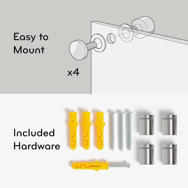 Alt view image 5 of 6 - Glass Dry Erase Board, 24" x 36", Black Surface with Silver Grommets, Frameless, Includes Marker with Built-in Eraser
