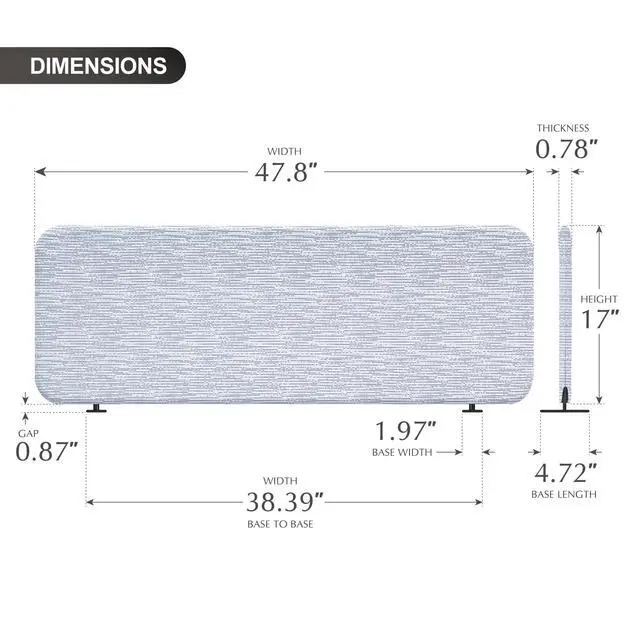 Alt view image 5 of 6 - Freestanding Desk Divider, Portable Table Partition 48"x18" Birch | Decorative Screen. For Office, Dormitory, Home, Countertop, Shared Workspace, Study. No Drill