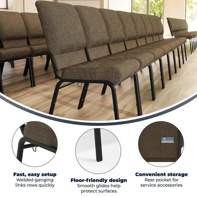 Alt view image 4 of 7 - Advantage Jute Church Chair 20.5 in. Wide