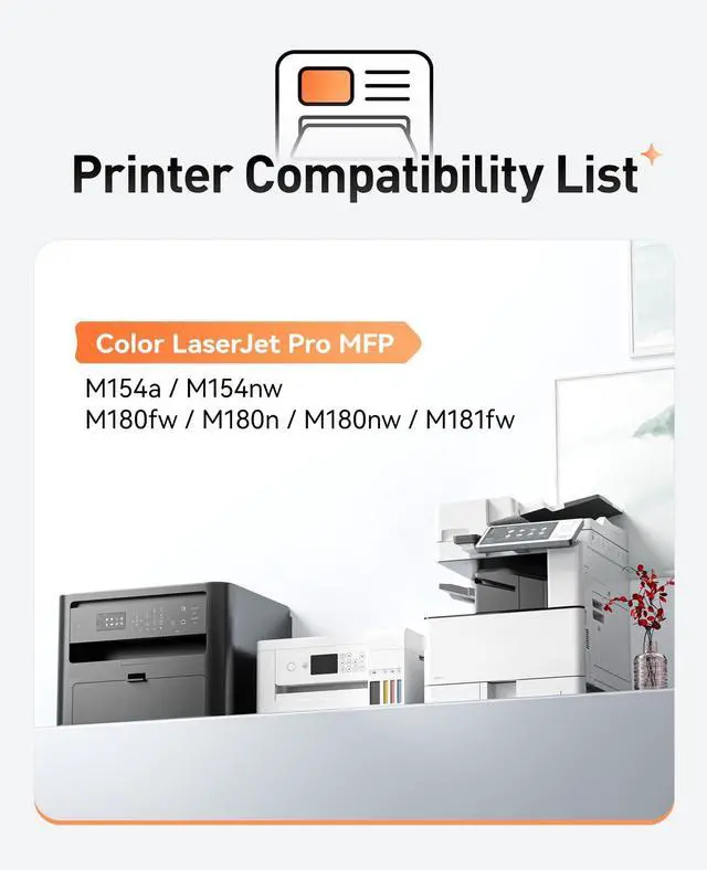 Alt view image 2 of 6 - 204A Toner Cartridge Set 4-Pack Replacement for HP 204A 204X CF510A CF511A CF512A CF513A Compatible HP Color Laserjet Pro MFP M180fw M180n M180nw M181fw M154a M154nw M154 M180 M181 Printer Ink Black