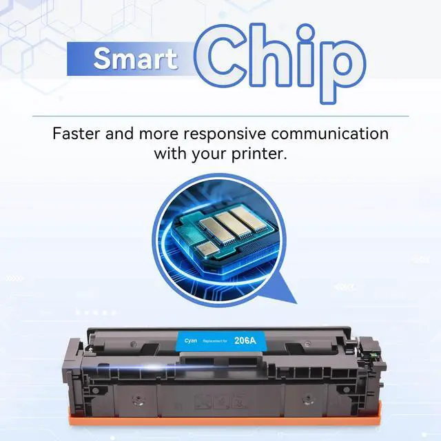 Alt view image 4 of 7 - 206A Toner Cartridges 4 Pack Compatible Replacement for HP 206A with Chip | Latest Chip Compatible with HP Color LaserJet Pro M255dw MFP M283fdw M283cdw M283fdn Printer for Office Use BCMY-W2110A
