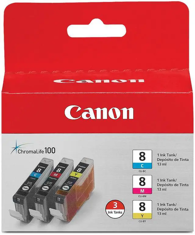 Main image of CLI-8 Genuine Three Color Ink Tank, Compatible with iP4300, iP3500, iP3300, MP970, MP960, MP950, MP800R, MP830, MP810, MP800, MP500, MX850, MX700, MP610, MP600, MP530, MP520, and MP510 Printers