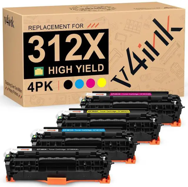 Main image of 312X Remanufactured Toner Cartridge Replacement for HP 312A 4-Pack | High Yield, CF380X CF381A CF382A CF383A Toner Replacement for Color Pro MFP M476nw M476dn M476dw M476 Printer BK/C/M/Y