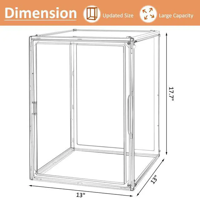 Alt view image 3 of 7 - 2Pack Extra Large 17.7"X13"X13" Clear Acrylic Organizer Box Display Case, Plastic Holder with Magnetic Door for Figures, Books, Handbags, Purses, Boots