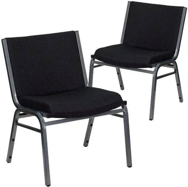 Main image of 2 Pack HERCULES Series Big & Tall 1000 lb. Rated Black Fabric Stack Chair