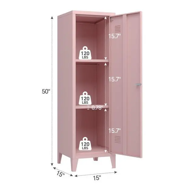 Alt view image 3 of 7 - Metal Cabinet Home Office Storage Cabinets with Doors and Shelves Lockable File Cabinet Organizer Coat Lockers for Kids
