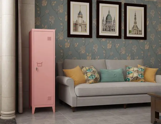 Alt view image 2 of 7 - Metal Cabinet Home Office Storage Cabinets with Doors and Shelves Lockable File Cabinet Organizer Coat Lockers for Kids