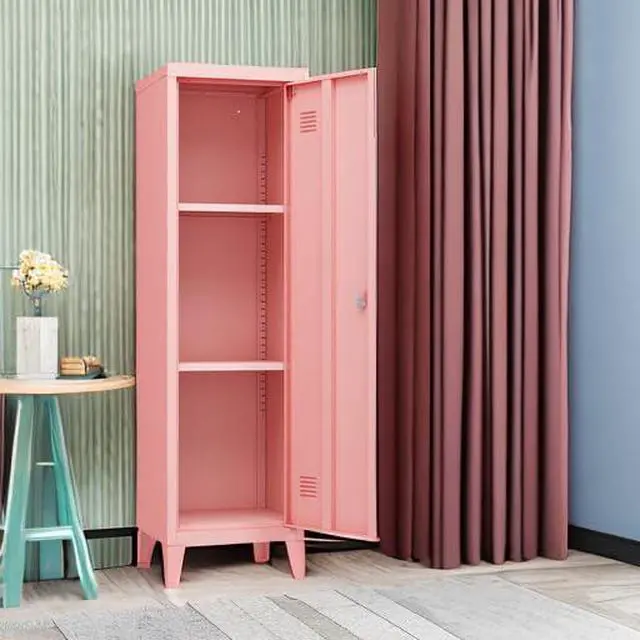 Alt view image 5 of 7 - Metal Cabinet Home Office Storage Cabinets with Doors and Shelves Lockable File Cabinet Organizer Coat Lockers for Kids