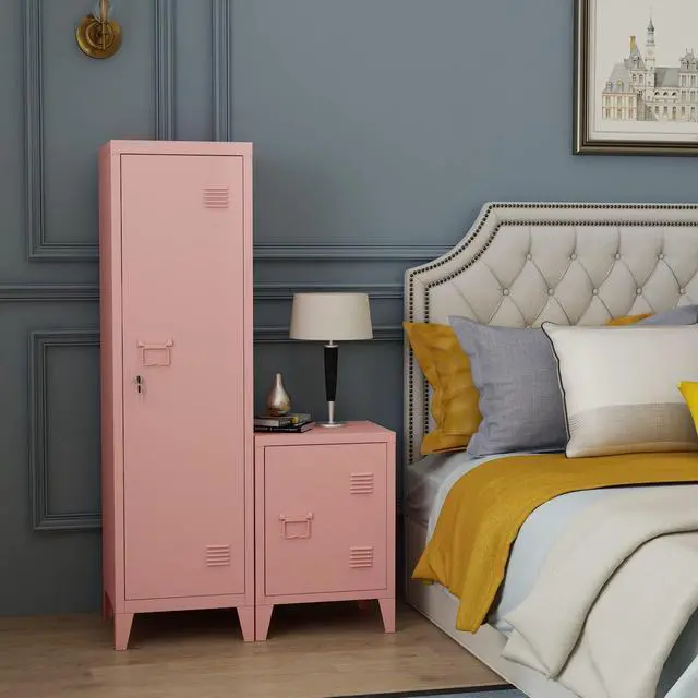 Alt view image 6 of 7 - Metal Cabinet Home Office Storage Cabinets with Doors and Shelves Lockable File Cabinet Organizer Coat Lockers for Kids