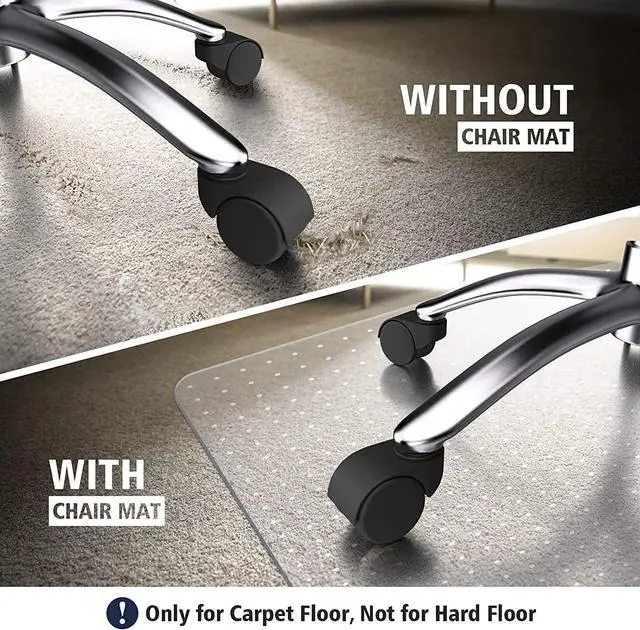 Alt view image 2 of 7 - Chair Mat for Carpet 60"x 46" Large Office Chair Mat Thick and Sturdy | Easy Glide on Hard Floors, Clear Desk Chair Mat for Wood Floors Heavy Duty