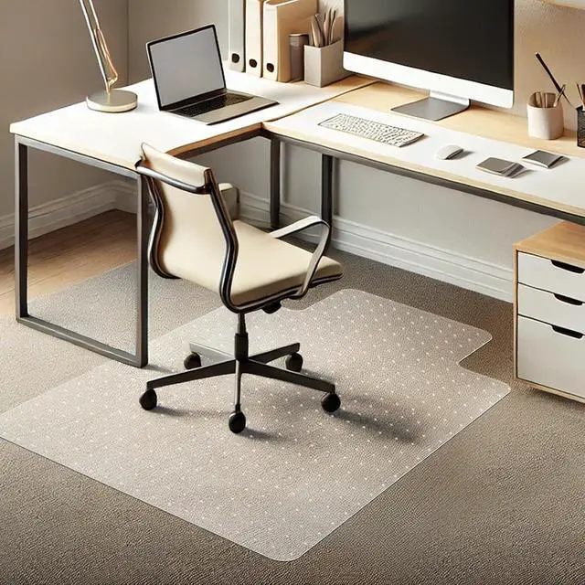 Alt view image 6 of 7 - Chair Mat for Carpet 60"x 46" Large Office Chair Mat Thick and Sturdy | Easy Glide on Hard Floors, Clear Desk Chair Mat for Wood Floors Heavy Duty