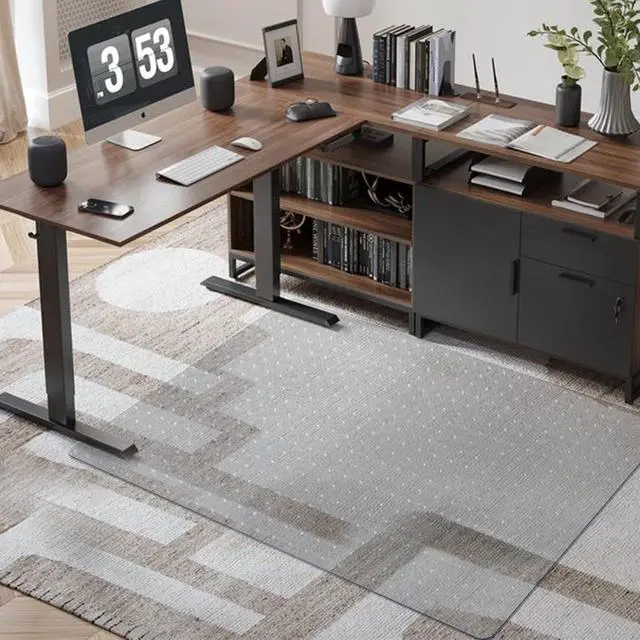 Alt view image 7 of 7 - Chair Mat for Carpet 60"x 46" Large Office Chair Mat Thick and Sturdy | Easy Glide on Hard Floors, Clear Desk Chair Mat for Wood Floors Heavy Duty