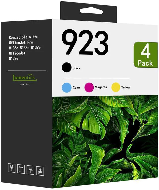 Main image of 923 Ink Cartridge Combo Pack (4-Pack, Black/Cyan/Yellow/Magenta) - Lomenti Compatible for 923 Ink Cartridges use with OfficeJet 8122e OfficeJet Pro 8135e 8138e 8139e Printer