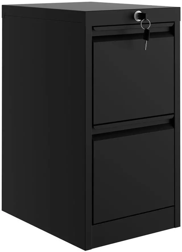 Main image of File Cabinet with 2-Drawer Lock - Vertical Metal Filing Cabinet for Letter/Legal Size Documents - Heavy Duty File Storage for Home Office | Requires Assembly, Black