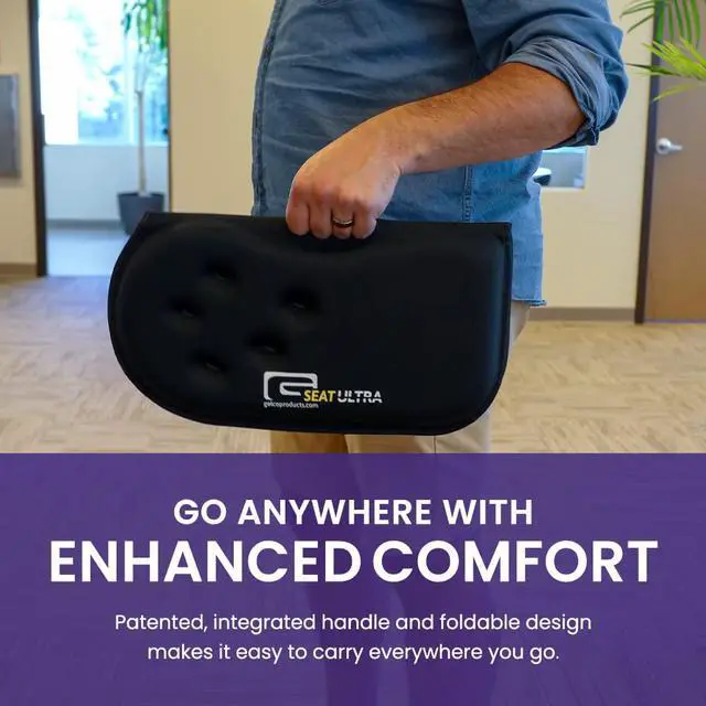 Alt view image 7 of 7 - GSeat Ultra Orthopedic Gel and Foam Seat Cushion - for Coccyx, Back, Tailbone, Prostate, Postnatal, and Sciatica Pain/Discomfort - Office, Car, Chair, Travel (Royal Blue)