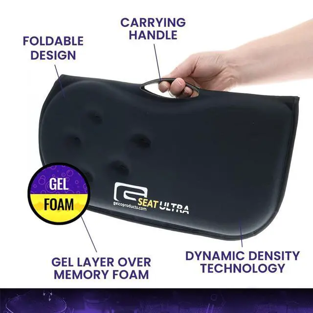 Alt view image 6 of 7 - GSeat Ultra Orthopedic Gel and Foam Seat Cushion (Gray) for Coccyx, Back, Tailbone, Prostate, Postnatal, and Sciatica Pain/Discomfort Office, Car, Chair, Travel