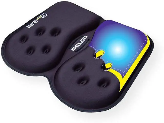 Main image of GSeat Ultra Orthopedic Gel and Foam Seat Cushion (Black) for Coccyx, Back, Tailbone, Prostate, Postnatal, and Sciatica Pain/Discomfort Office, Car, Chair, Travel