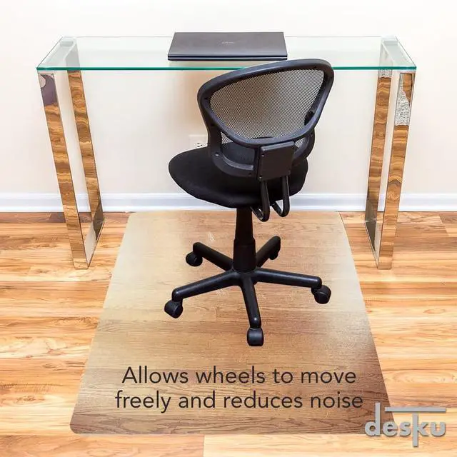 Alt view image 2 of 6 - Workstation Desk Chair Mats for Hard Floors, Home & Office Floor Protector, Easy to Clean, Stain-Resistant Vinyl Clear, 46 Inches x 72 Inches, Made in The USA