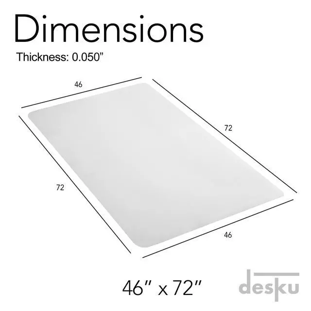 Alt view image 3 of 6 - Workstation Desk Chair Mats for Hard Floors, Home & Office Floor Protector, Easy to Clean, Stain-Resistant Vinyl Clear, 46 Inches x 72 Inches, Made in The USA