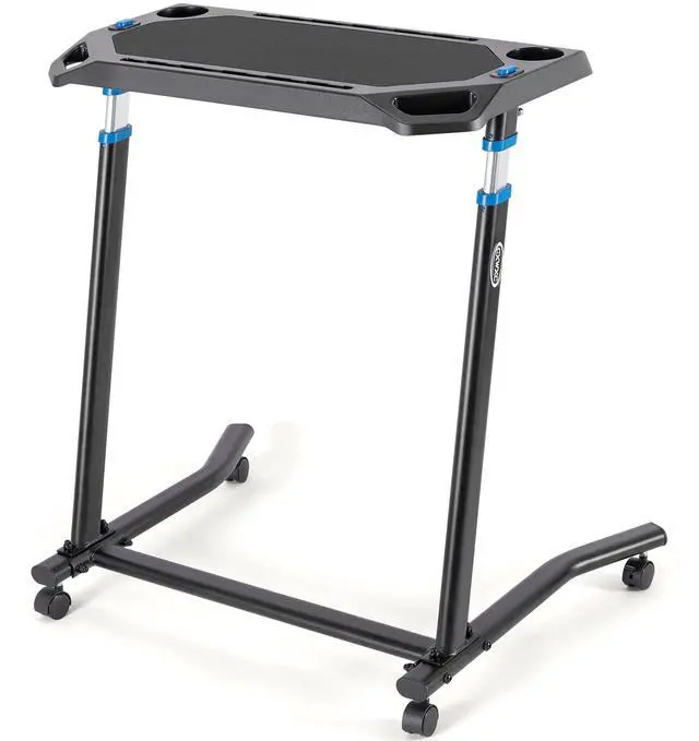 Main image of Indoor Cycling Desk - Adjustable Height Bike Deak Laptop Stand Non-Slip Surface - Portable Bike Trainer Fitness Desk with Lockable Wheels