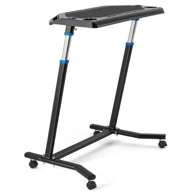 Alt view image 7 of 7 - Indoor Cycling Desk - Adjustable Height Bike Deak Laptop Stand Non-Slip Surface - Portable Bike Trainer Fitness Desk with Lockable Wheels