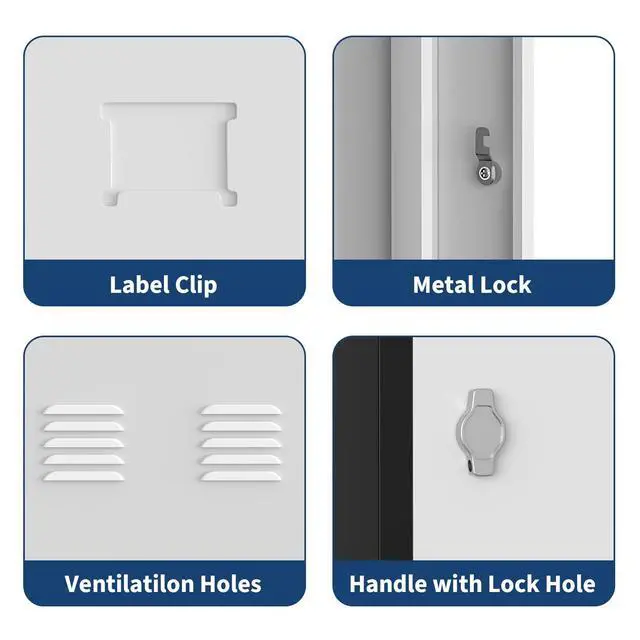 Alt view image 4 of 7 - 71 in Tall Slim Metal Locker Cabinet with Hanging Rod and 2 Shelves, Heavy Duty Steel Storage for Employees, Office, School, Gym, Rust-Resistant