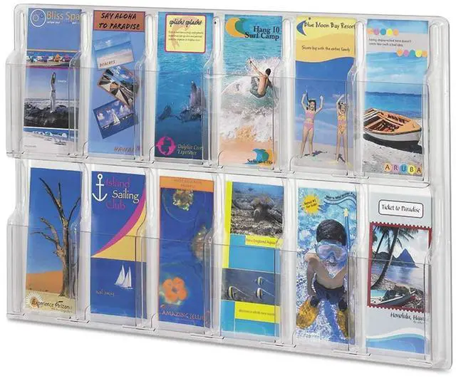 Main image of Reveal 12 Pamphlet Display, 5604CL, Wall Mountable, Thermoformed Plastic Resin Construction, No Sharp Edges or Corners 20.4" x 30" x 2"