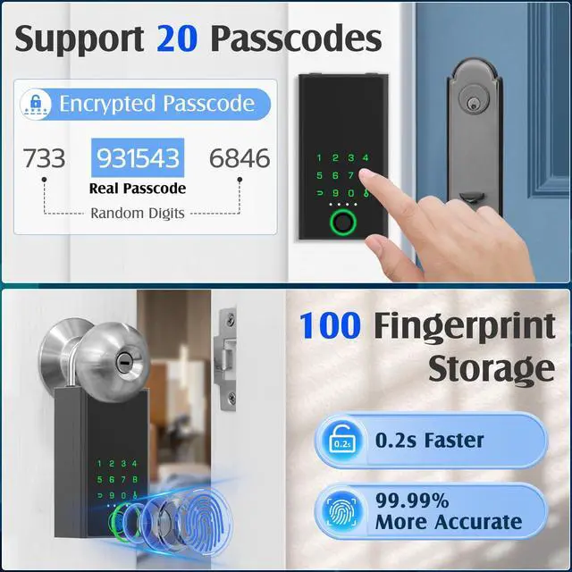 Alt view image 7 of 7 - Smart Key Lock Box with Code, Large Fingerprint Lock Box with APP Control, Electronic Digital Weatherproof Security Hide Key Lock Box Wall Mount & Door Hanging for Outdoor Realtor Airbn