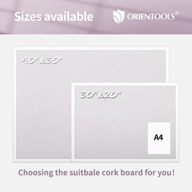 Alt view image 5 of 7 - 30x40 White Cork Board, Wooden Frame, Hanging Pin for Office | 30x40 inch white cork board, wooden frame, cork surface resists pinholes, easy wall hanging, office school home