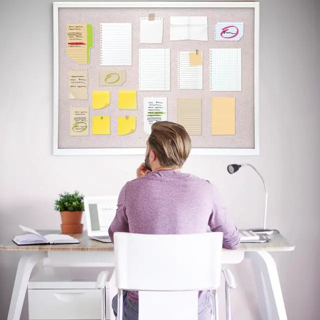 Alt view image 6 of 7 - 30x40 White Cork Board, Wooden Frame, Hanging Pin for Office | 30x40 inch white cork board, wooden frame, cork surface resists pinholes, easy wall hanging, office school home