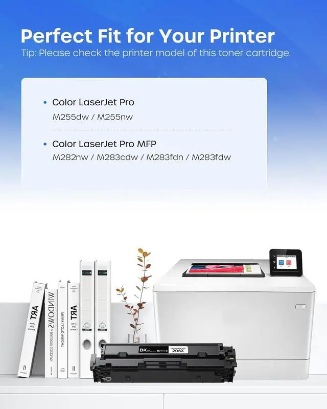 Alt view image 2 of 7 - 206X Toner Cartridges 4 Pack M283fdw M255dw Replacement for HP 206X 206A | High Yield Compatible with Color LaserJet Pro MFP M283fdw M283cdw M283fdn M282nw Printer (Black, Cyan, Magenta, Yellow)