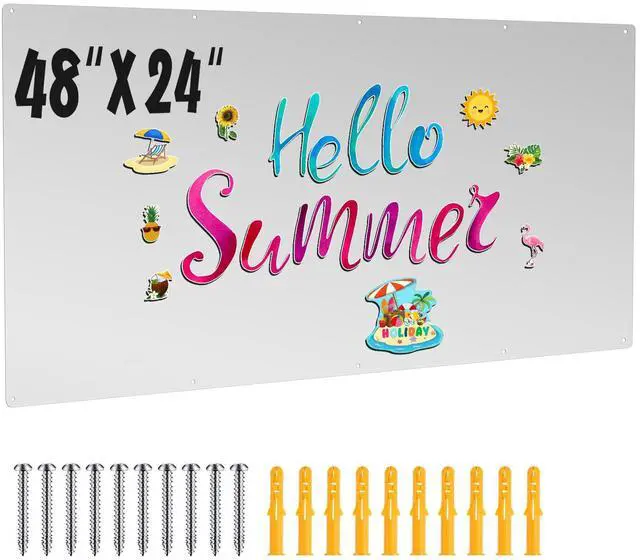 Main image of 24 x 48 Magnetic Board Steel Magnet Bulletin Boards for Walls Wet Erase Stainless Steel Board for Kitchen Office Classroom Displaying Letters Numbers Notes Photos