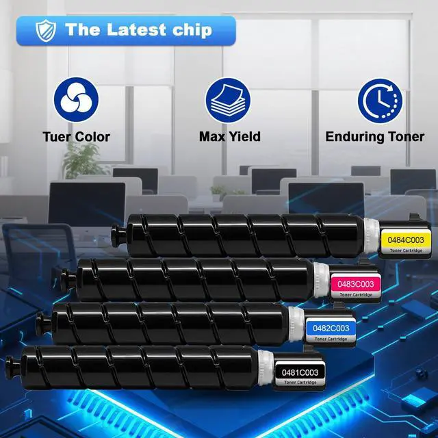 Alt view image 5 of 7 - GPR55 GPR-55 Remanufactured Toner Cartridges 4 Pack High Yield Replacement for Canon GPR55 GPR-55 toner for ImageRunner Advance C5535 C5535i C5540 C5540i C5550 C5550i C5560 C5560i Printer (B/C/M/Y)