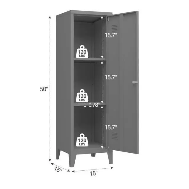 Alt view image 3 of 7 - Metal Cabinet Home Office Storage Cabinets with Doors and Shelves Lockable File Cabinet Organizer Coat Lockers for Kids